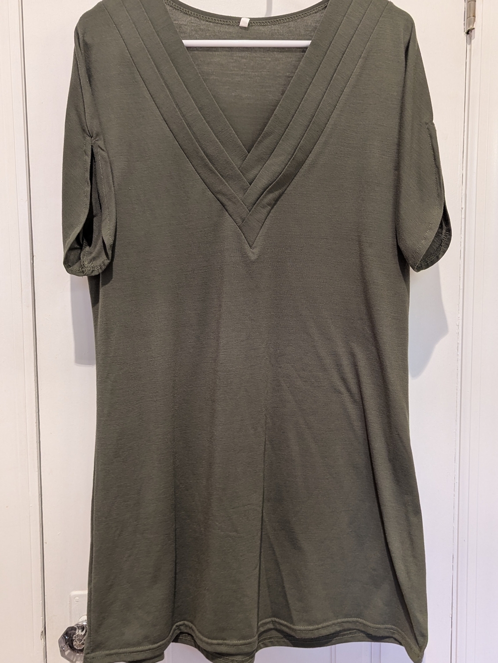 Olive V-Neck Mini Dress